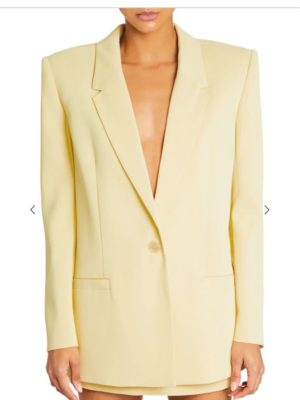 SER.O.YA Pale Yellow Single-Button Longline Blazer